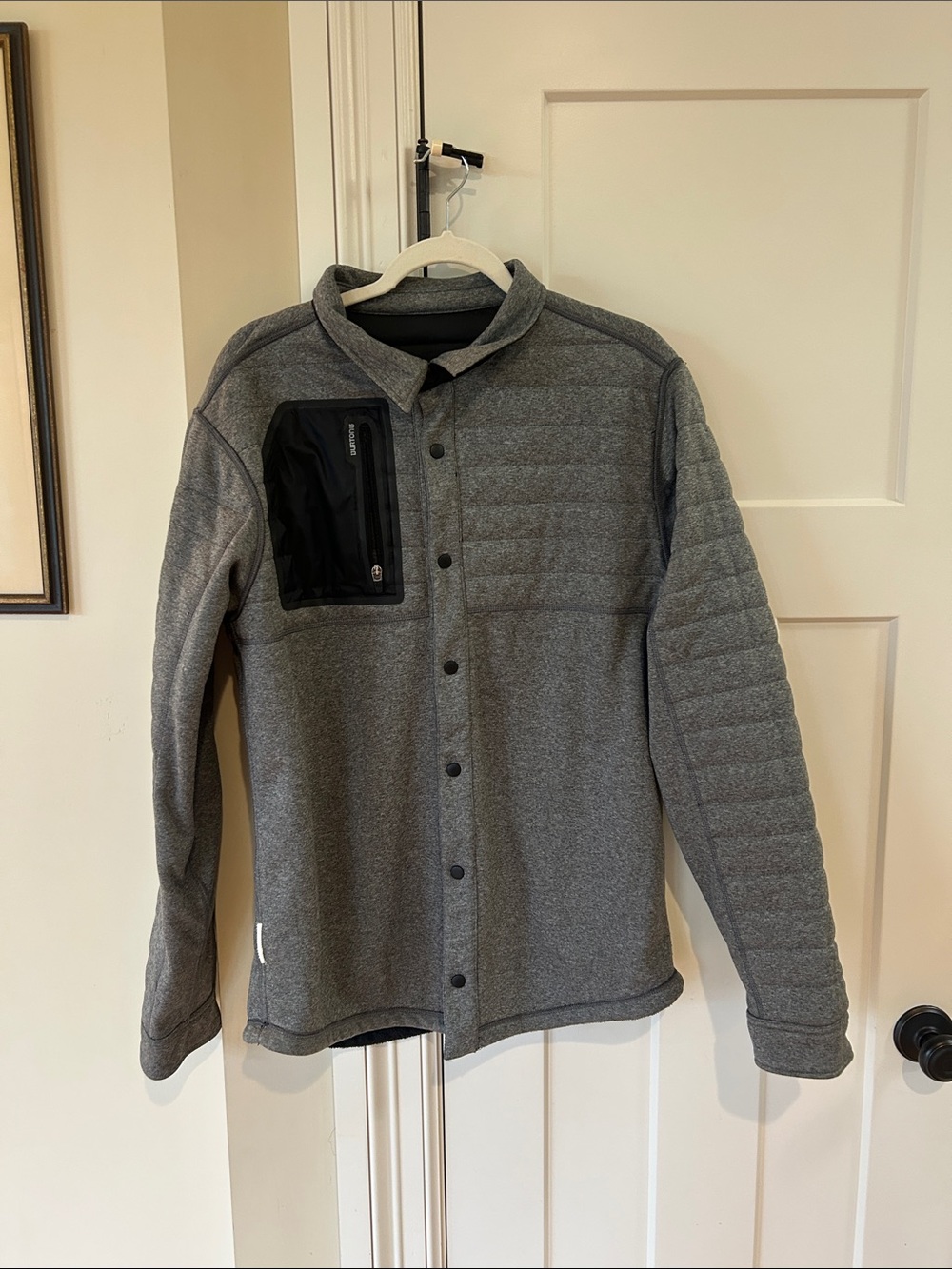 Burton Men's Quilted Grey Snap-Front Shirt Jacket